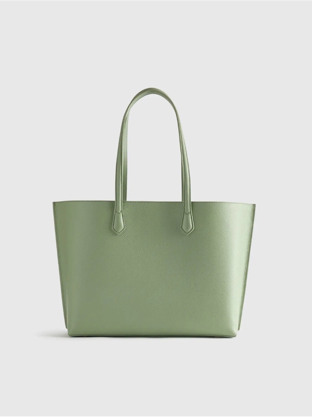 Quince Italian Leather Triple Compartment Tote – Green | Structured Minimalist